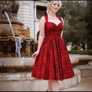 Pinup girl clothing grace swing dress red small